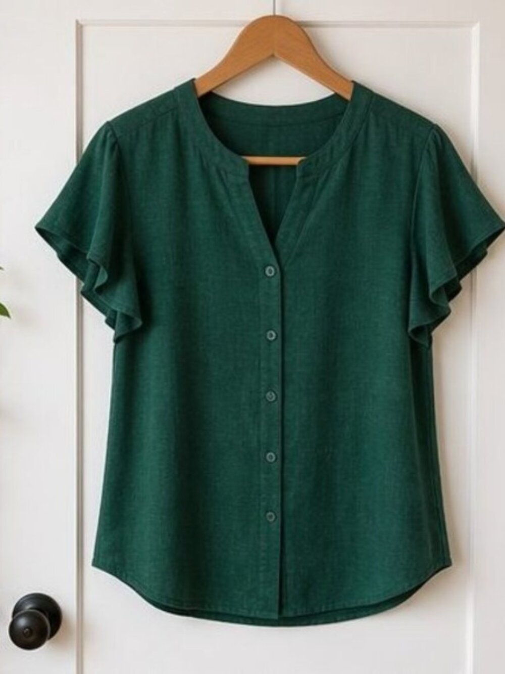 Emerald Button Blouse
